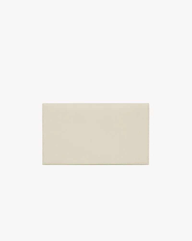 SAINT LAURENT UPTOWN CLUTCH IN WHITE LEATHER