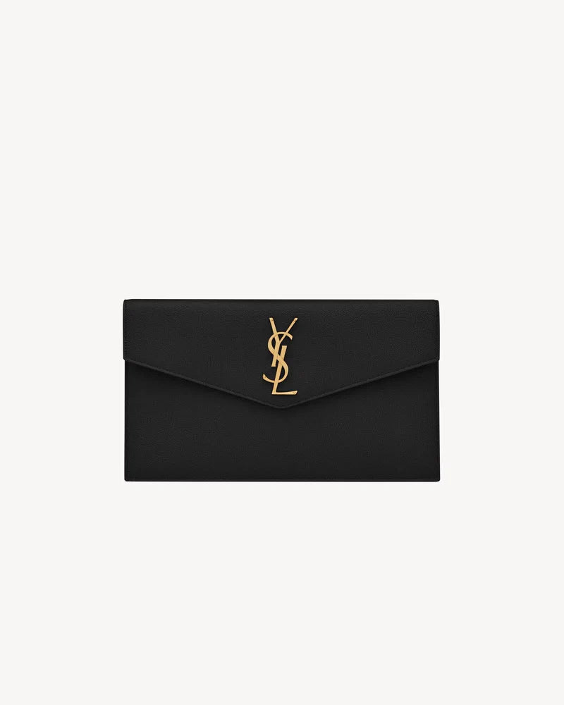 SAINT LAURENT UPTOWN BLACK LEATHER CLUTCH